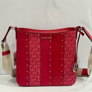Michael Kors Jet Set Travel Small Crossbody Bag MK Dark Raspberry Studded